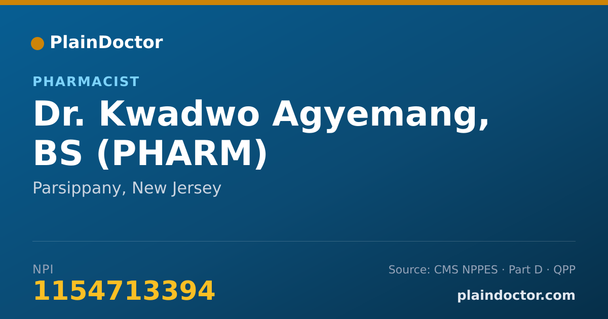 Shareable card for Kwadwo Agyemang, BS (PHARM) - Pharmacist, Parsippany, NJ