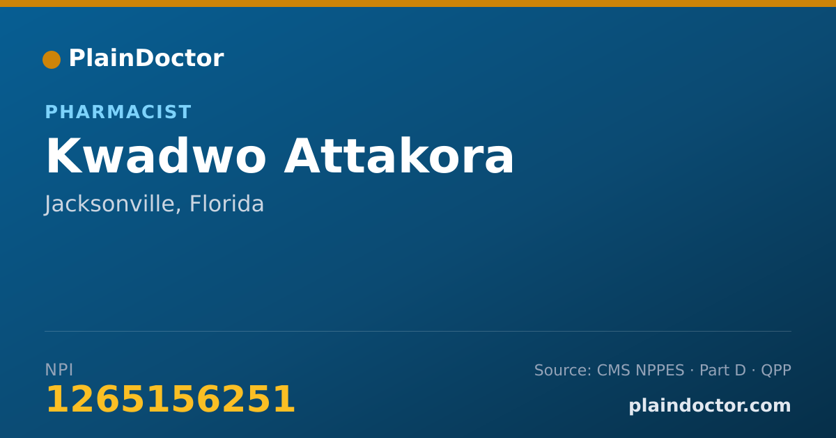Shareable card for Kwadwo Attakora - Pharmacist, Jacksonville, FL