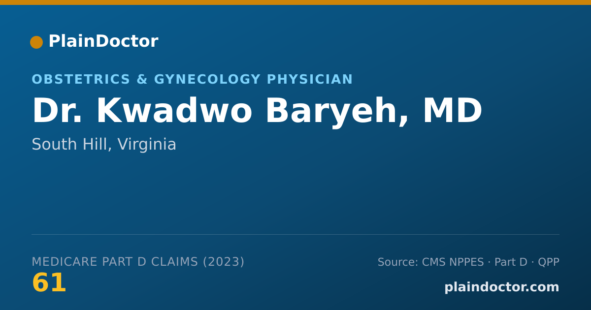 Shareable card for Kwadwo Baryeh, MD - Obstetrics & Gynecology Physician, South Hill, VA