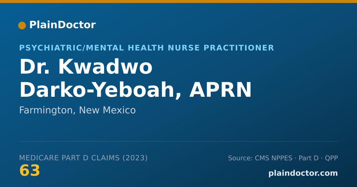Shareable card for Kwadwo Darko-Yeboah, APRN - Psychiatric/Mental Health Nurse Practitioner, Farmington, NM