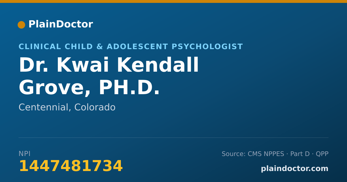 Shareable card for Kwai Kendall Grove, PH.D. - Clinical Child & Adolescent Psychologist, Centennial, CO