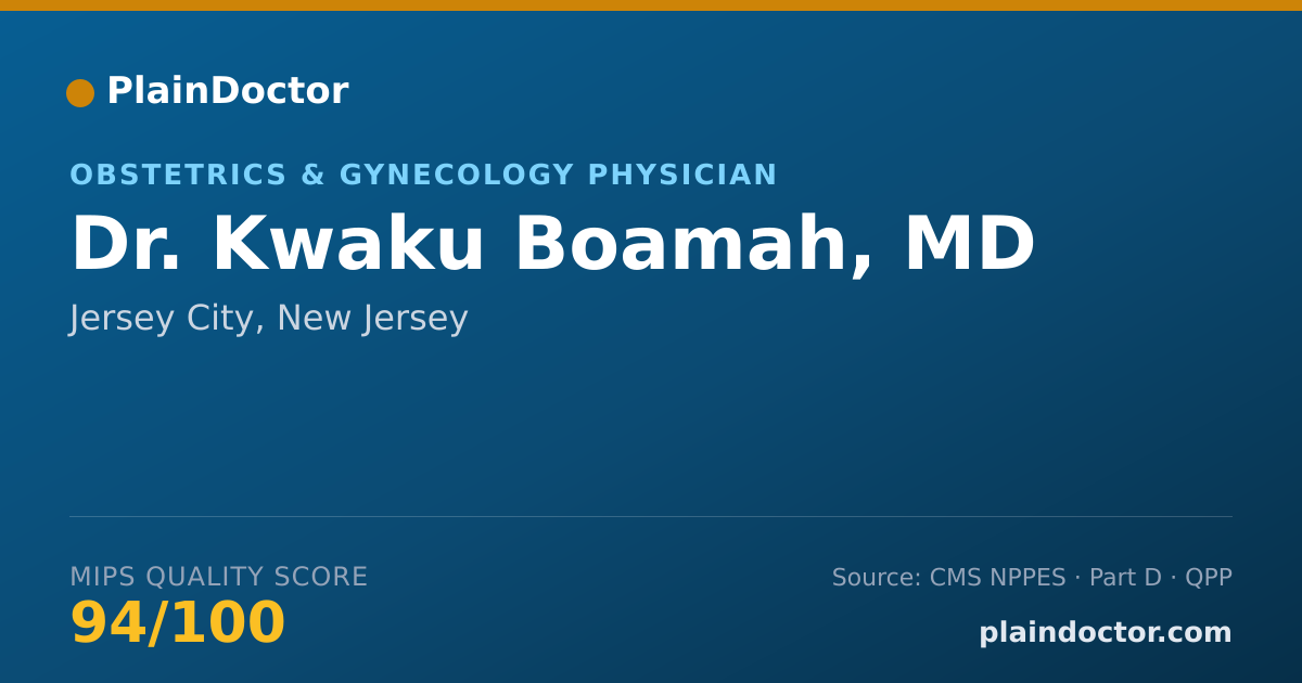Shareable card for Kwaku Boamah, MD - Obstetrics & Gynecology Physician, Jersey City, NJ