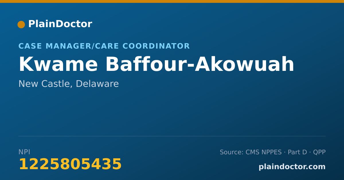 Shareable card for Kwame Baffour-Akowuah - Case Manager/Care Coordinator, New Castle, DE