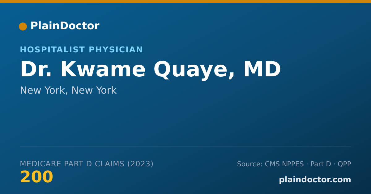 Shareable card for Kwame Quaye, MD - Hospitalist Physician, New York, NY