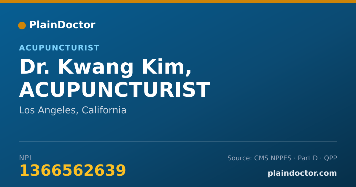 Shareable card for Kwang Kim, ACUPUNCTURIST - Acupuncturist, Los Angeles, CA