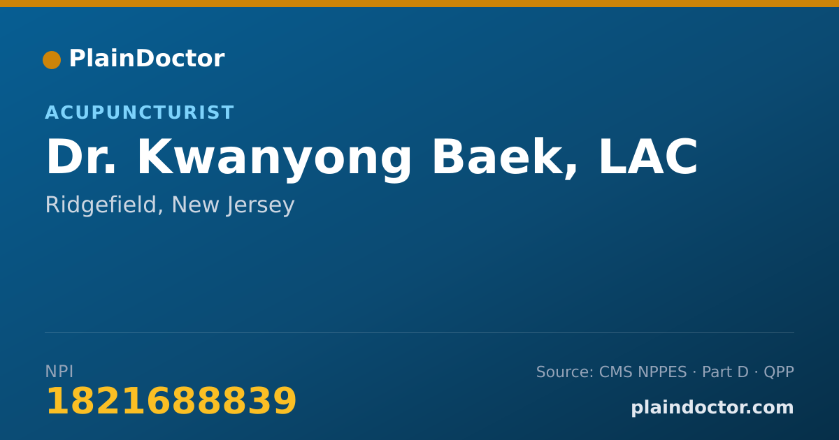 Shareable card for Kwanyong Baek, LAC - Acupuncturist, Ridgefield, NJ
