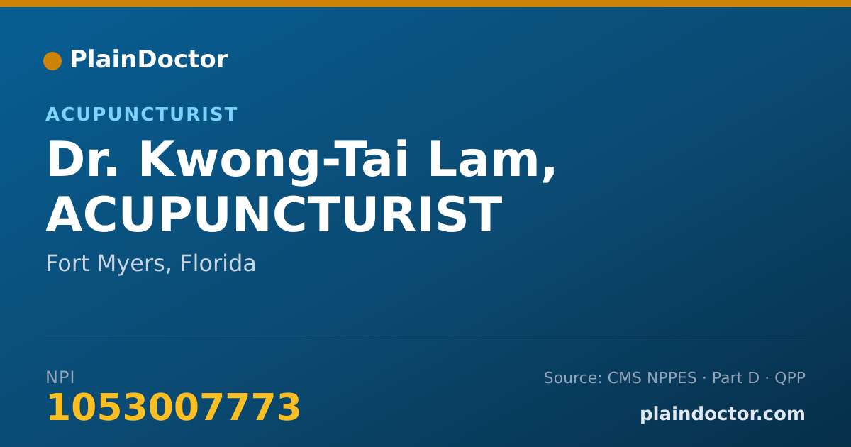 Shareable card for Kwong-Tai Lam, ACUPUNCTURIST - Acupuncturist, Fort Myers, FL