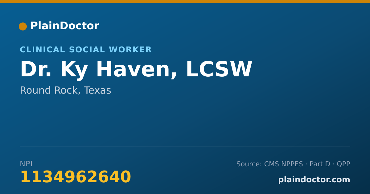 Shareable card for Ky Haven, LCSW - Clinical Social Worker, Round Rock, TX