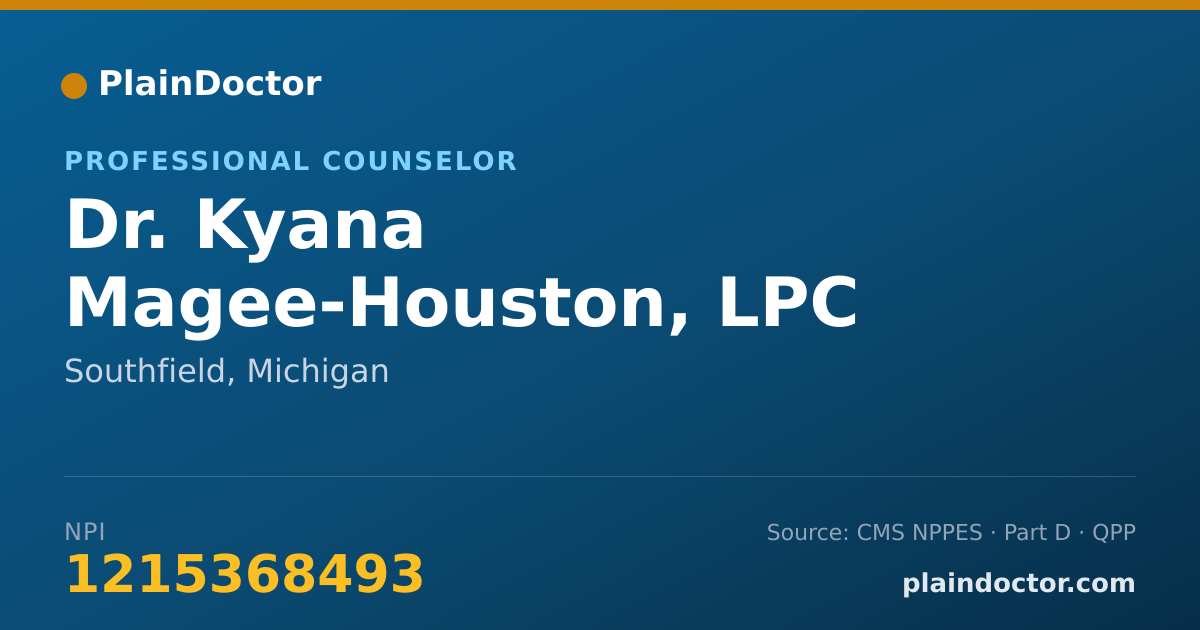 Shareable card for Kyana Magee-Houston, LPC - Professional Counselor, Southfield, MI