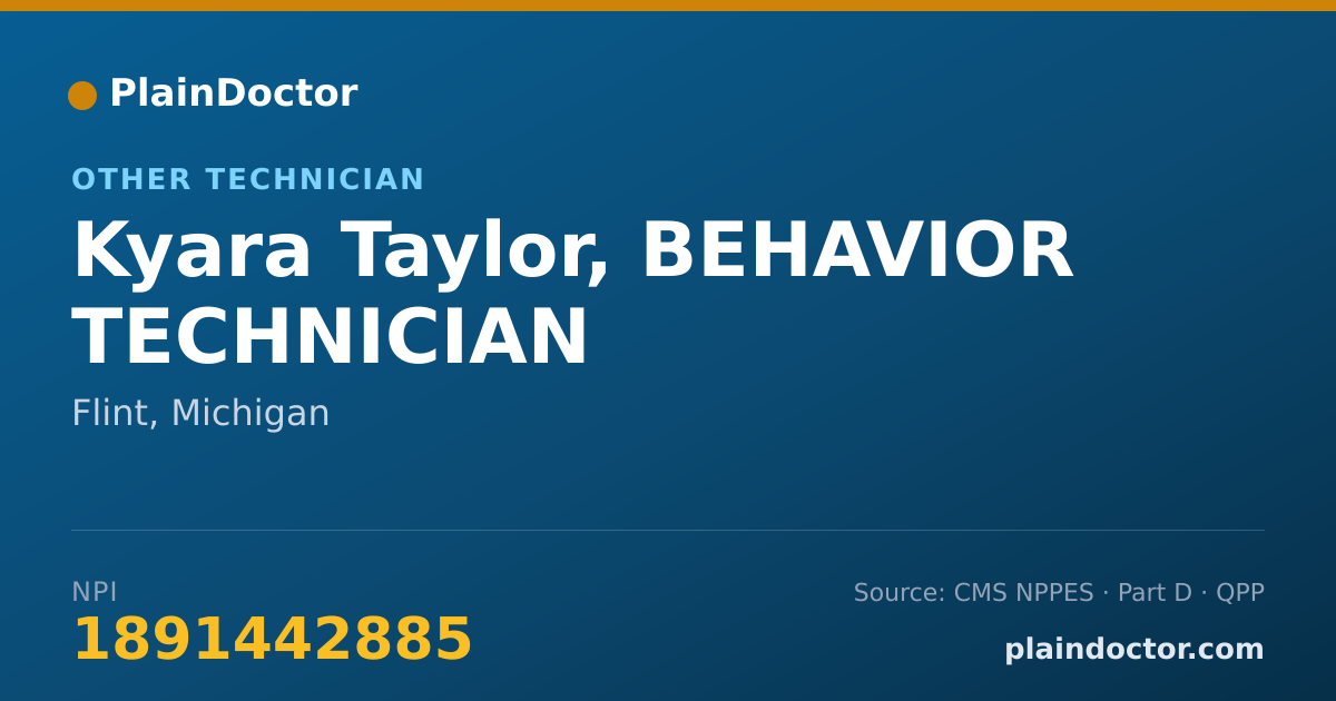 Shareable card for Kyara Taylor, BEHAVIOR TECHNICIAN - Other Technician, Flint, MI