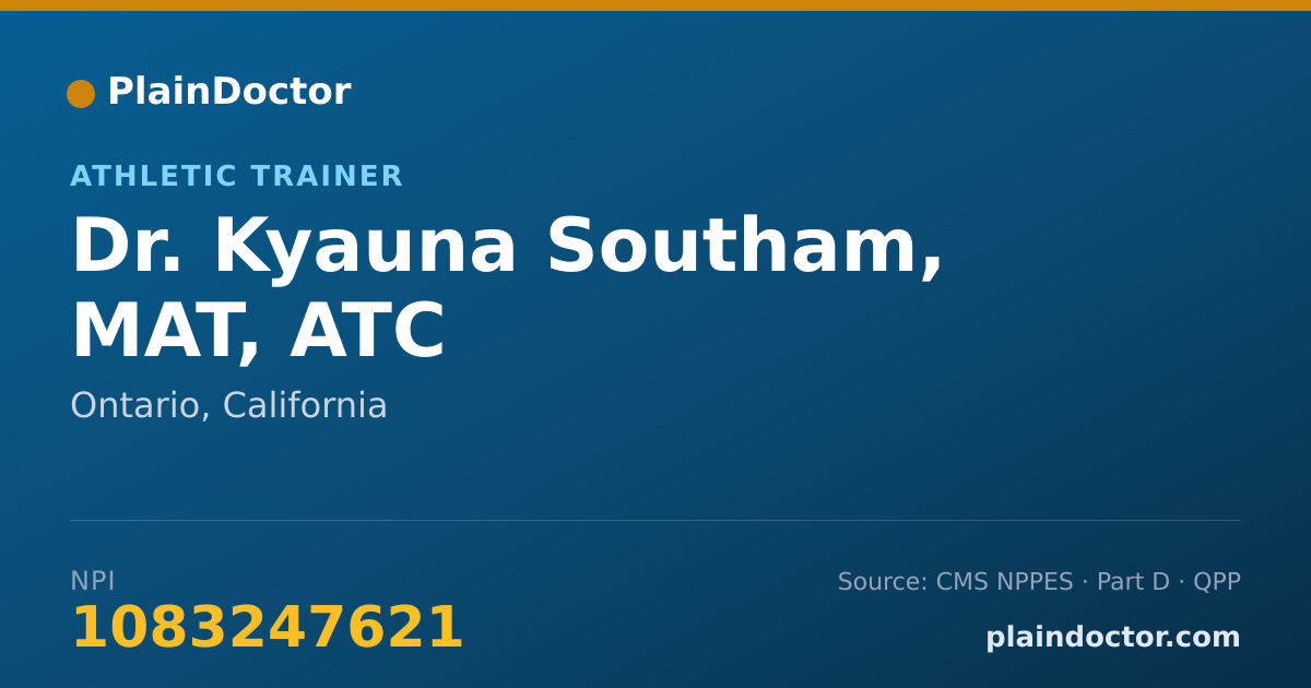 Shareable card for Kyauna Southam, MAT, ATC - Athletic Trainer, Ontario, CA