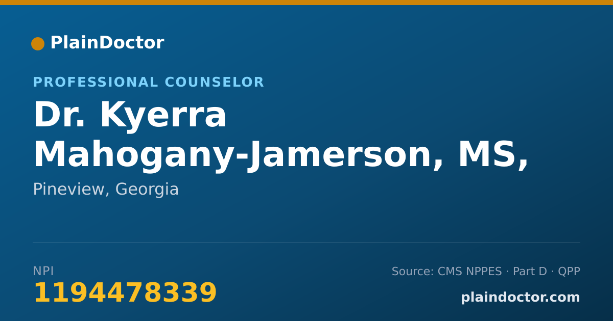 Shareable card for Kyerra Mahogany-Jamerson, MS, APC - Professional Counselor, Pineview, GA