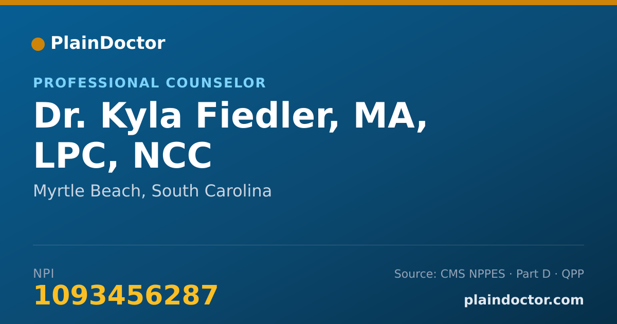 Shareable card for Kyla Fiedler, MA, LPC, NCC - Professional Counselor, Myrtle Beach, SC