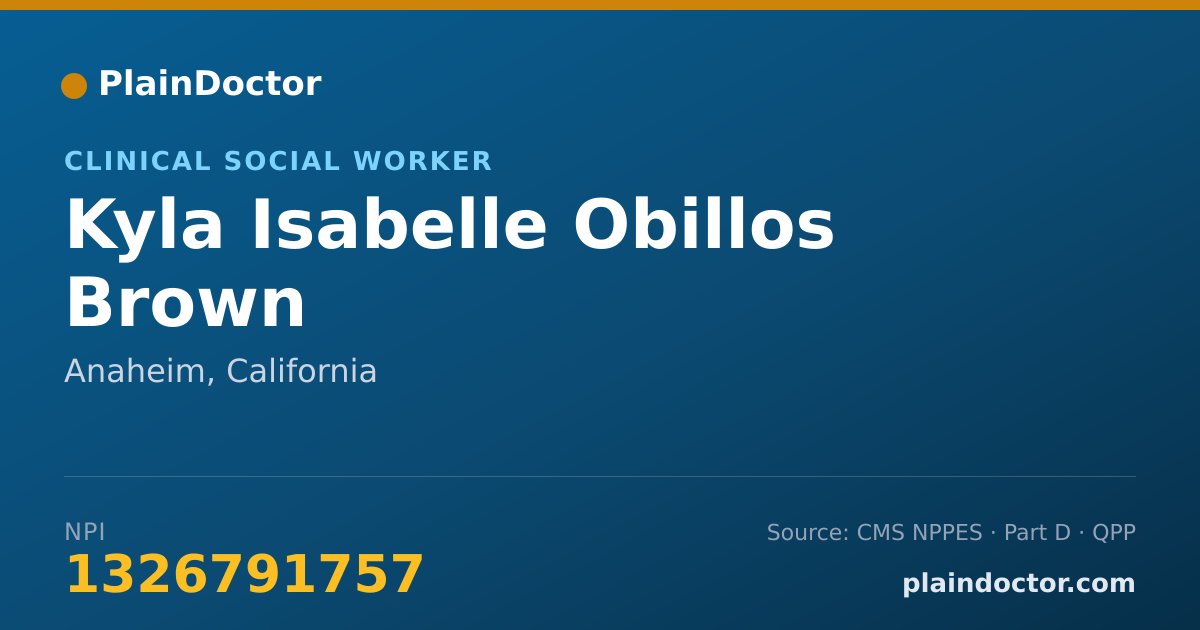 Shareable card for Kyla Isabelle Obillos Brown - Clinical Social Worker, Anaheim, CA