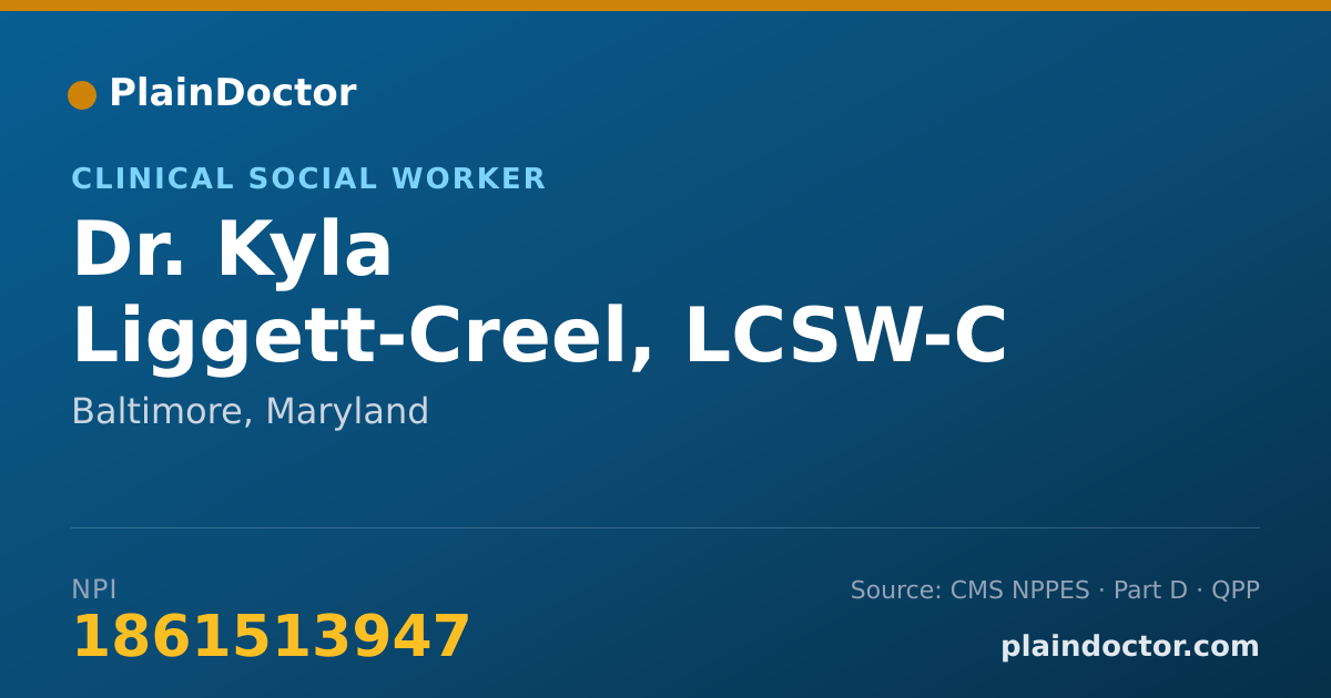 Shareable card for Kyla Liggett-Creel, LCSW-C - Clinical Social Worker, Baltimore, MD