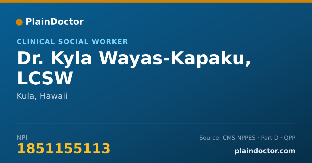 Shareable card for Kyla Wayas-Kapaku, LCSW - Clinical Social Worker, Kula, HI