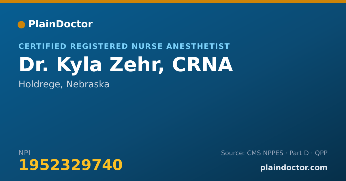 Shareable card for Kyla Zehr, CRNA - Certified Registered Nurse Anesthetist, Holdrege, NE
