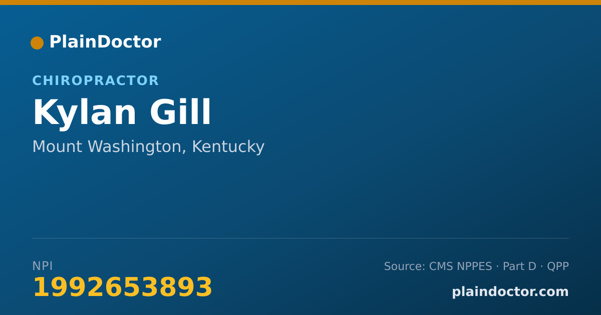 Shareable card for Kylan Gill - Chiropractor, Mount Washington, KY