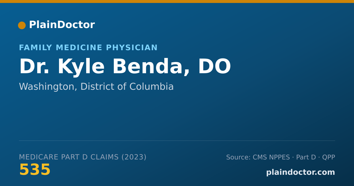 Shareable card for Kyle Benda, DO - Family Medicine Physician, Washington, DC