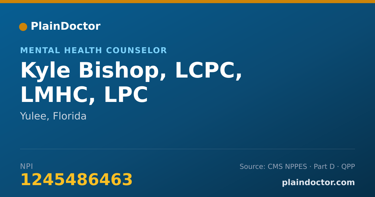 Shareable card for Kyle Bishop, LCPC, LMHC, LPC - Mental Health Counselor, Yulee, FL