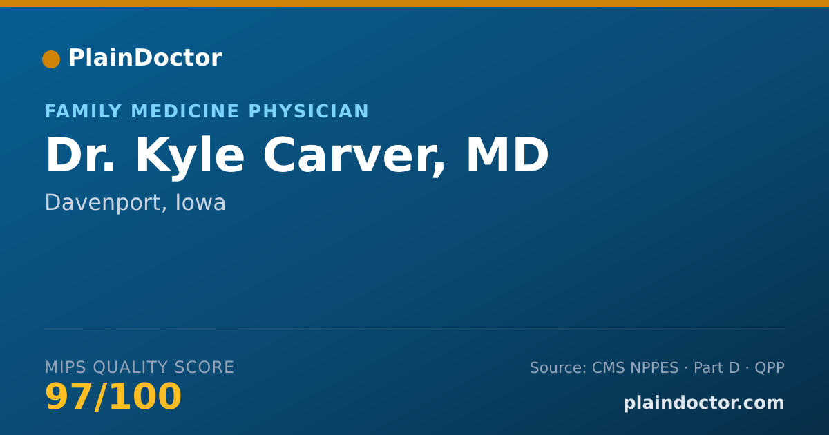 Shareable card for Kyle Carver, MD - Family Medicine Physician, Davenport, IA