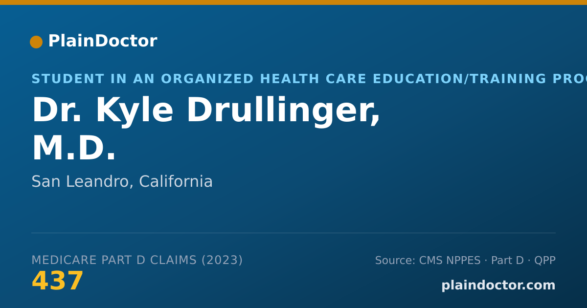 Shareable card for Kyle Drullinger, M.D. - Student in an Organized Health Care Education/Training Program, San Leandro, CA