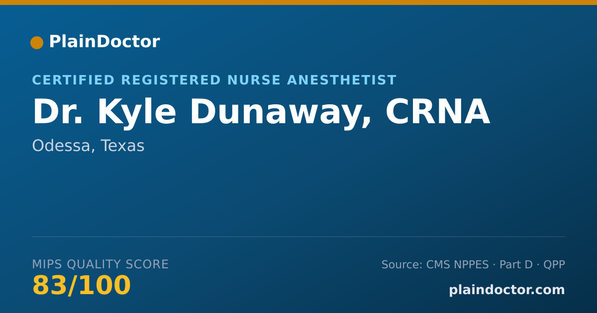 Shareable card for Kyle Dunaway, CRNA - Certified Registered Nurse Anesthetist, Odessa, TX