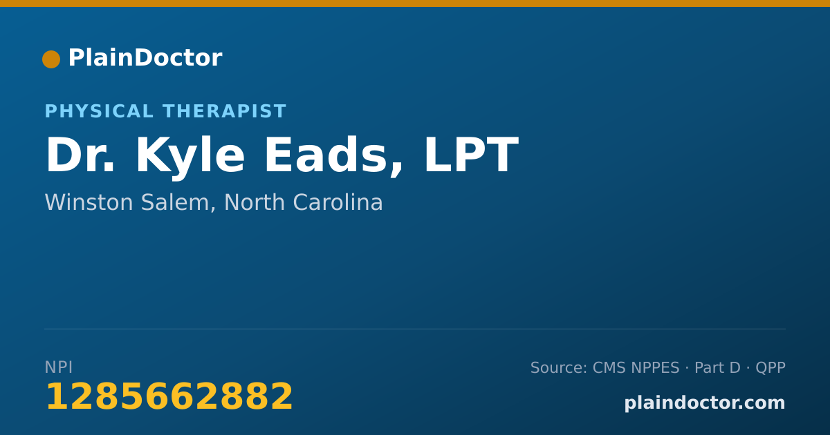 Shareable card for Kyle Eads, LPT - Physical Therapist, Winston Salem, NC