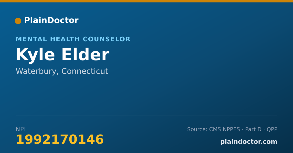 Shareable card for Kyle Elder - Mental Health Counselor, Waterbury, CT