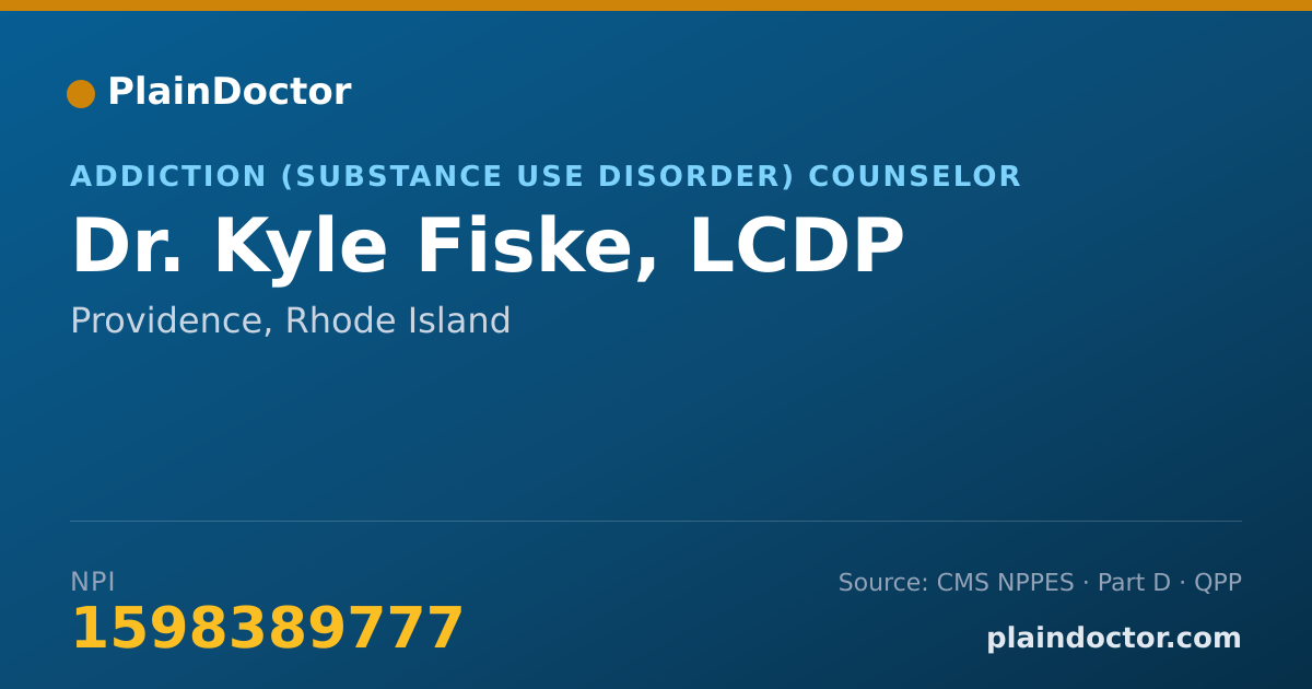 Shareable card for Kyle Fiske, LCDP - Addiction (Substance Use Disorder) Counselor, Providence, RI