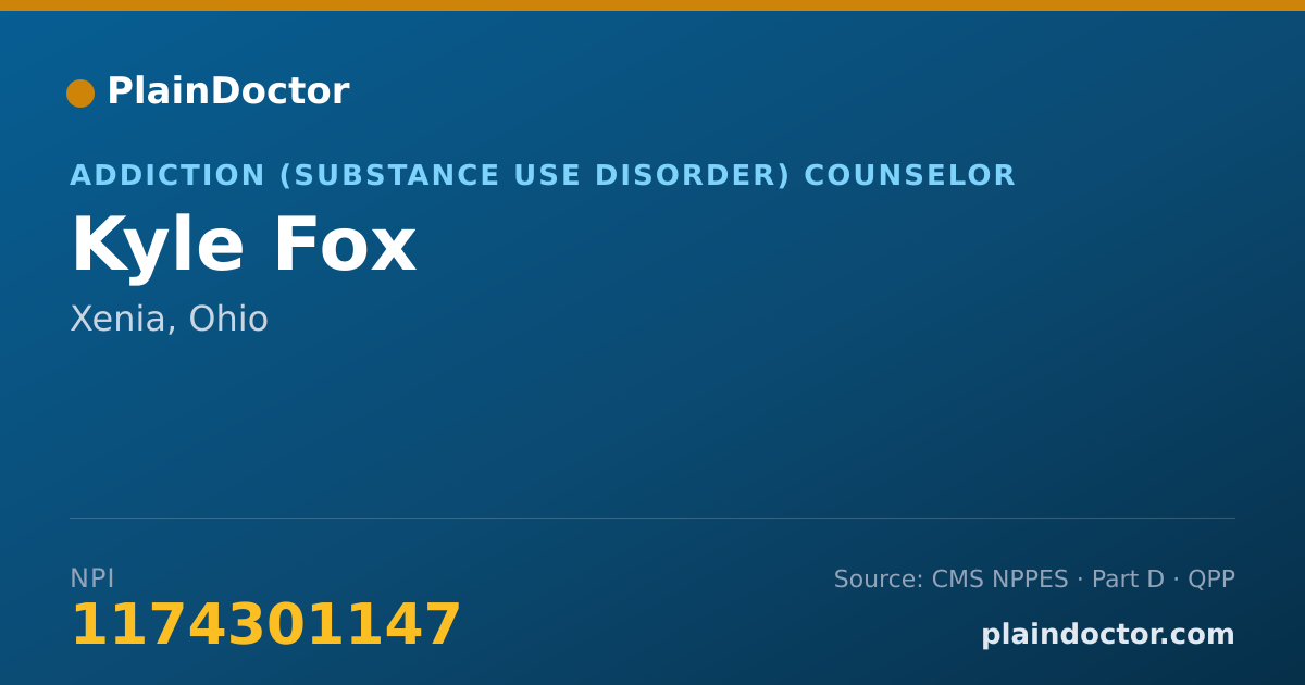 Shareable card for Kyle Fox - Addiction (Substance Use Disorder) Counselor, Xenia, OH