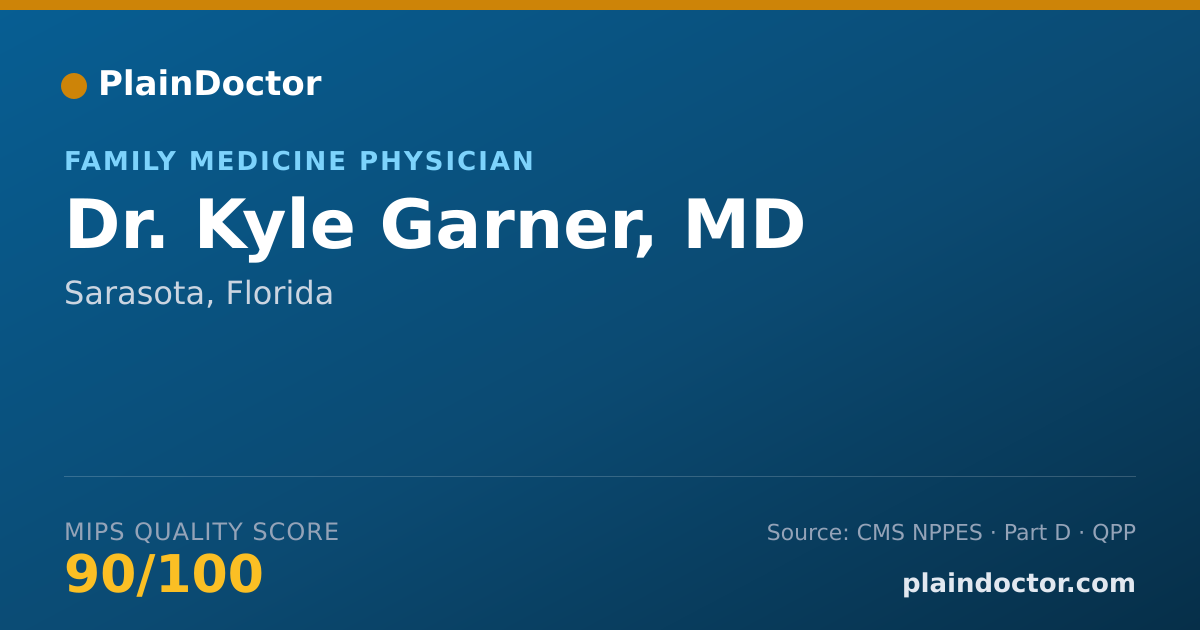 Shareable card for Kyle Garner, MD - Family Medicine Physician, Sarasota, FL