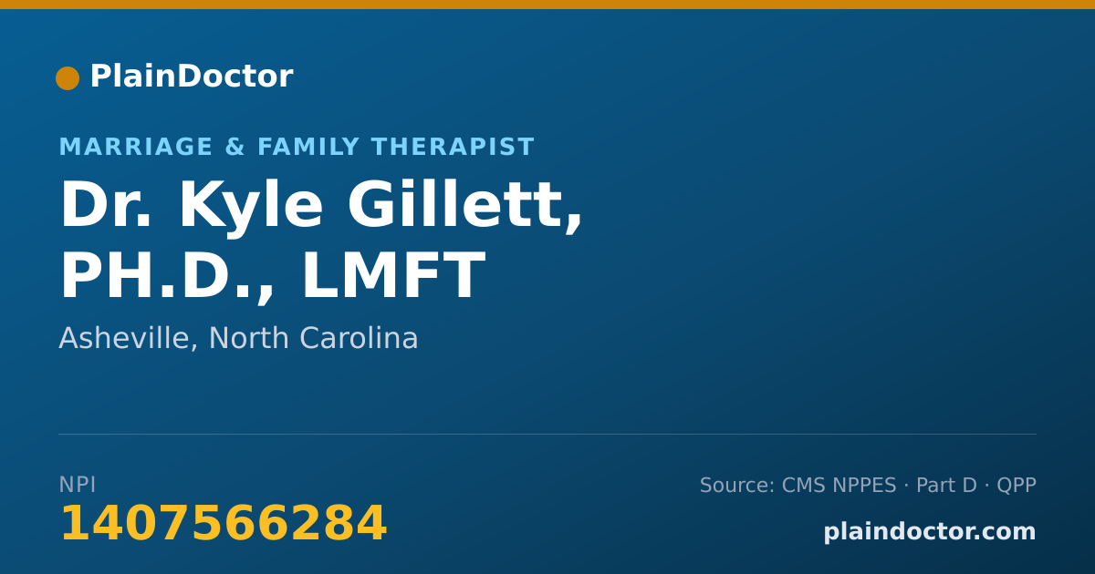 Shareable card for Kyle Gillett, PH.D., LMFT - Marriage & Family Therapist, Asheville, NC