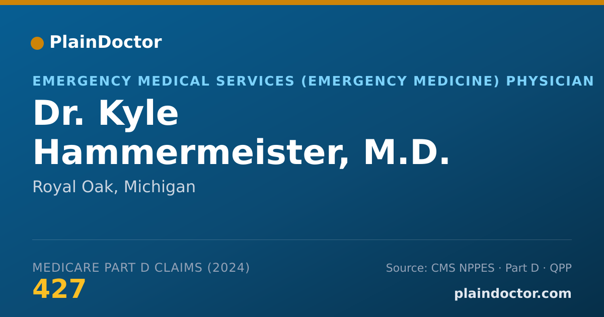 Shareable card for Kyle Hammermeister, M.D. - Emergency Medical Services (Emergency Medicine) Physician, Royal Oak, MI