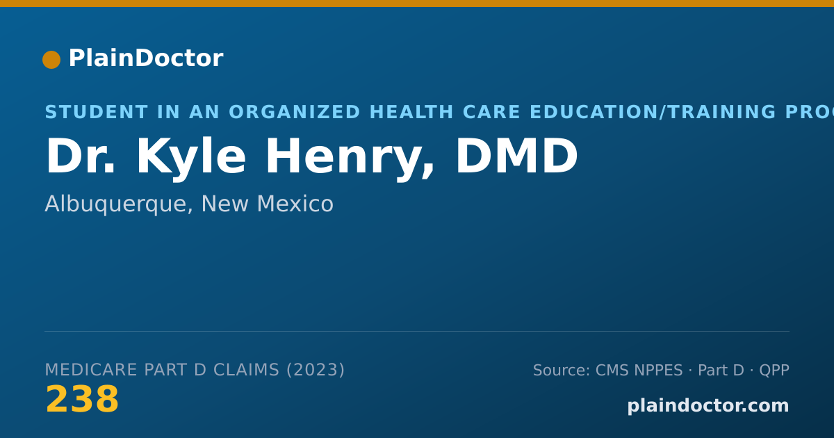 Shareable card for Kyle Henry, DMD - Student in an Organized Health Care Education/Training Program, Albuquerque, NM