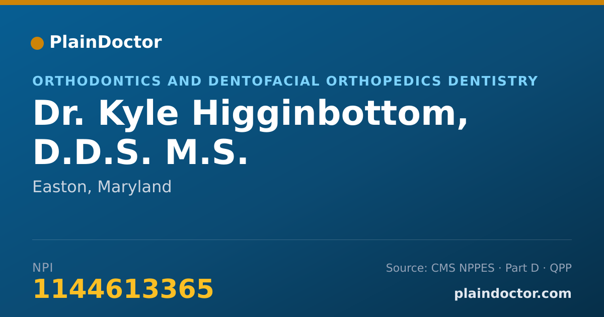 Shareable card for Kyle Higginbottom, D.D.S. M.S. - Orthodontics and Dentofacial Orthopedics Dentistry, Easton, MD