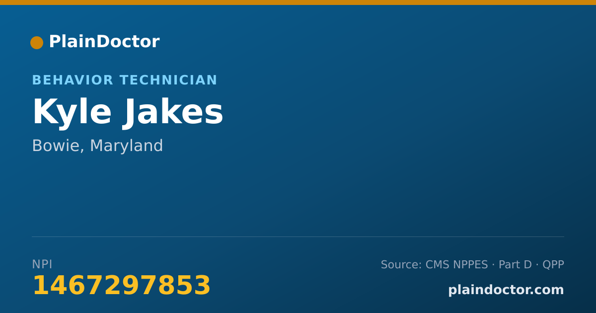 Shareable card for Kyle Jakes - Behavior Technician, Bowie, MD