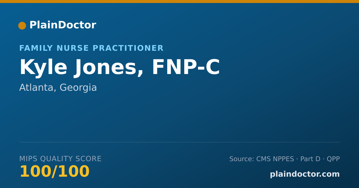 Shareable card for Kyle Jones, FNP-C - Family Nurse Practitioner, Atlanta, GA