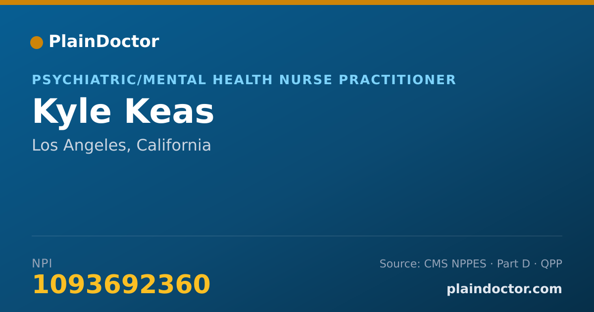 Shareable card for Kyle Keas - Psychiatric/Mental Health Nurse Practitioner, Los Angeles, CA