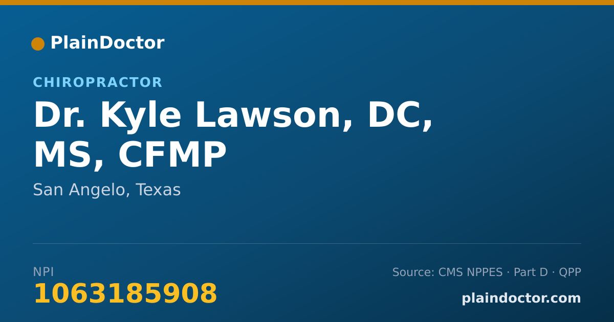 Shareable card for Kyle Lawson, DC, MS, CFMP - Chiropractor, San Angelo, TX