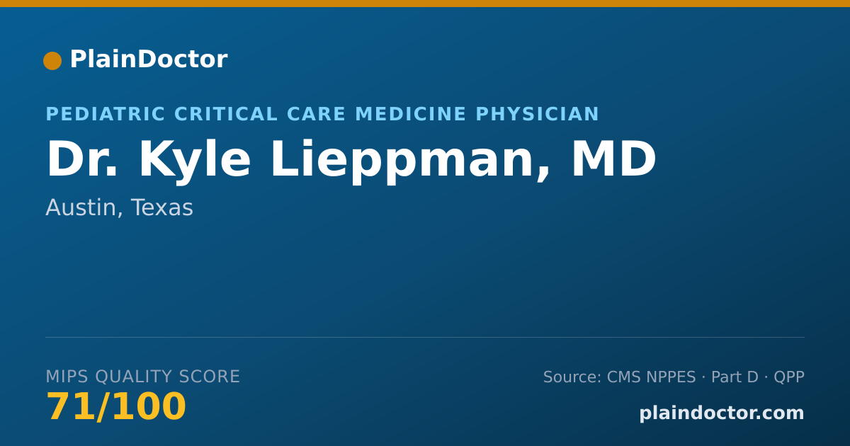 Shareable card for Kyle Lieppman, MD - Pediatric Critical Care Medicine Physician, Austin, TX