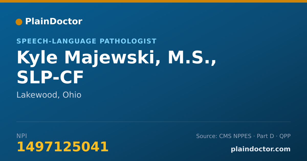 Shareable card for Kyle Majewski, M.S., SLP-CF - Speech-Language Pathologist, Lakewood, OH