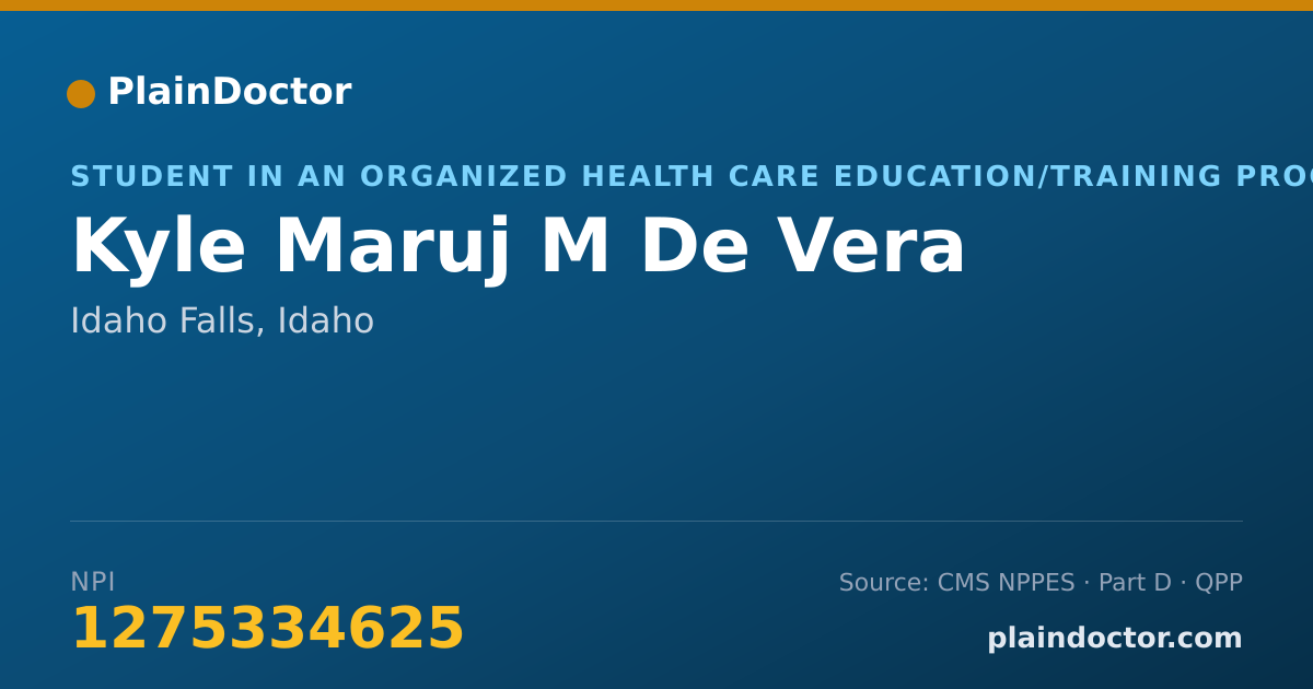 Shareable card for Kyle Maruj M De Vera - Student in an Organized Health Care Education/Training Program, Idaho Falls, ID