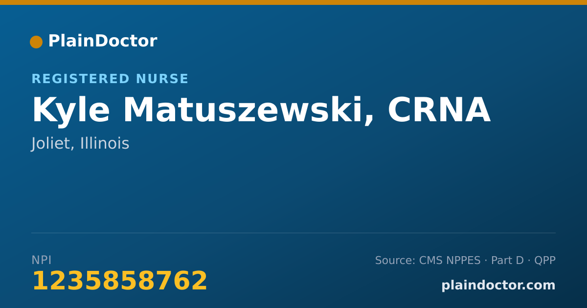 Shareable card for Kyle Matuszewski, CRNA - Registered Nurse, Joliet, IL
