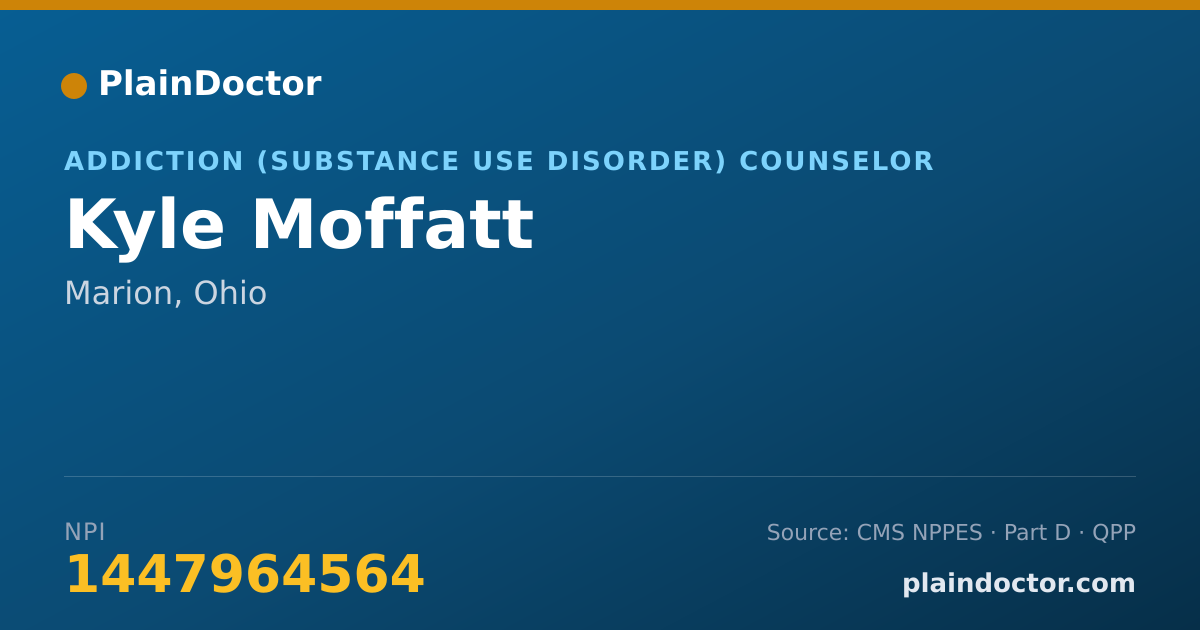 Shareable card for Kyle Moffatt - Addiction (Substance Use Disorder) Counselor, Marion, OH