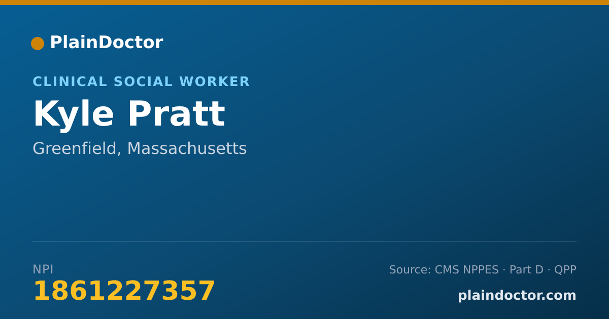 Shareable card for Kyle Pratt - Clinical Social Worker, Greenfield, MA