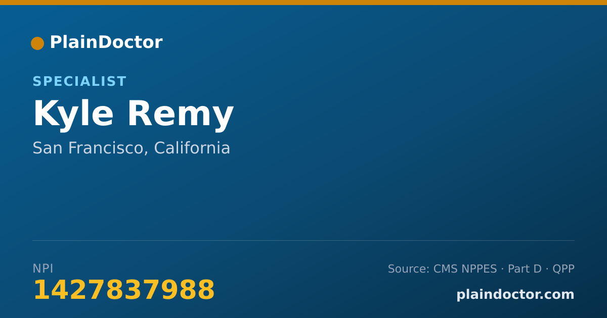 Shareable card for Kyle Remy - Specialist, San Francisco, CA
