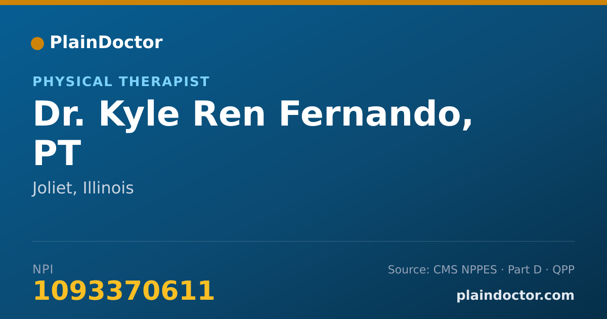 Shareable card for Kyle Ren Fernando, PT - Physical Therapist, Joliet, IL