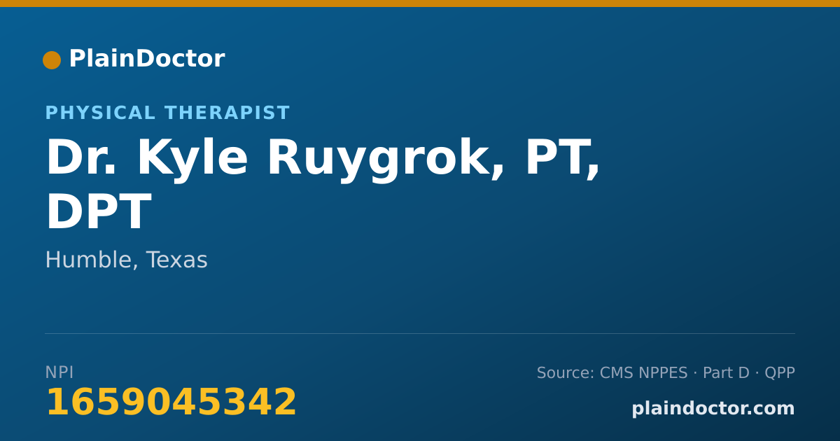 Shareable card for Kyle Ruygrok, PT, DPT - Physical Therapist, Humble, TX