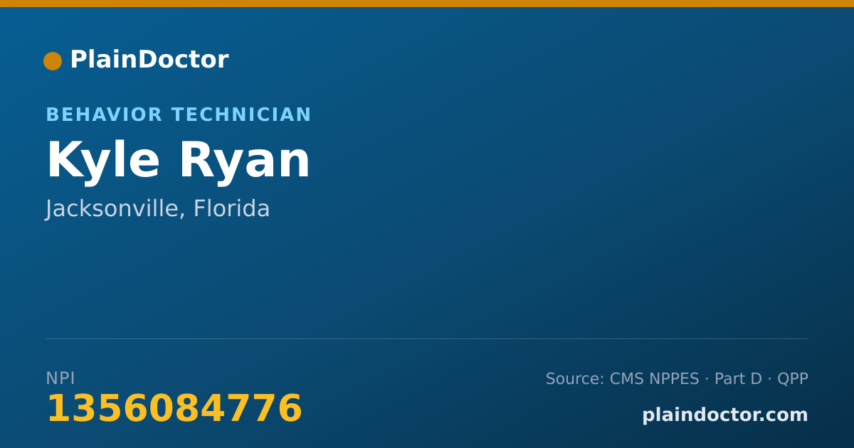 Shareable card for Kyle Ryan - Behavior Technician, Jacksonville, FL